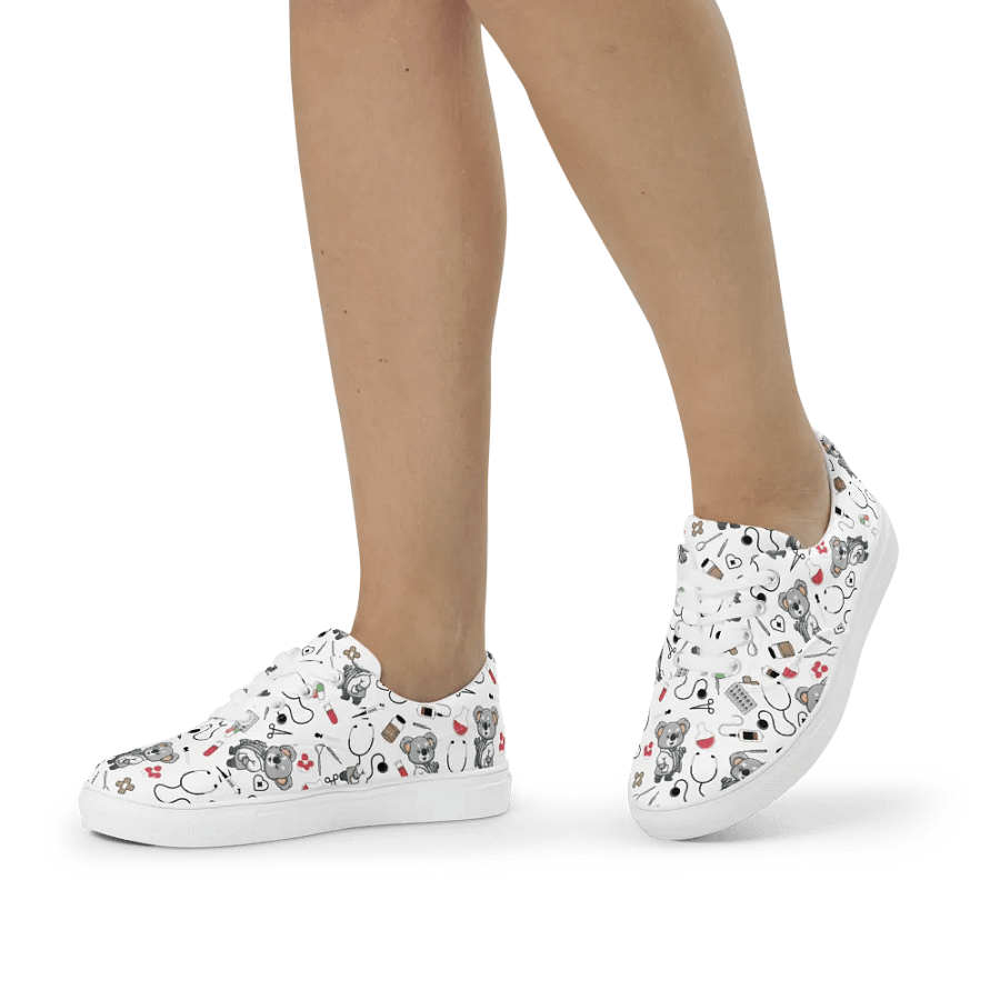 Cute Medical Koala Lace-up Canvas Shoes (White) product image (4)