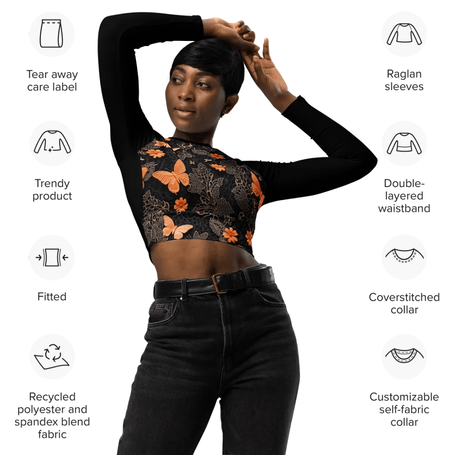 Elegant Long Sleeve Crop Top product image (2)