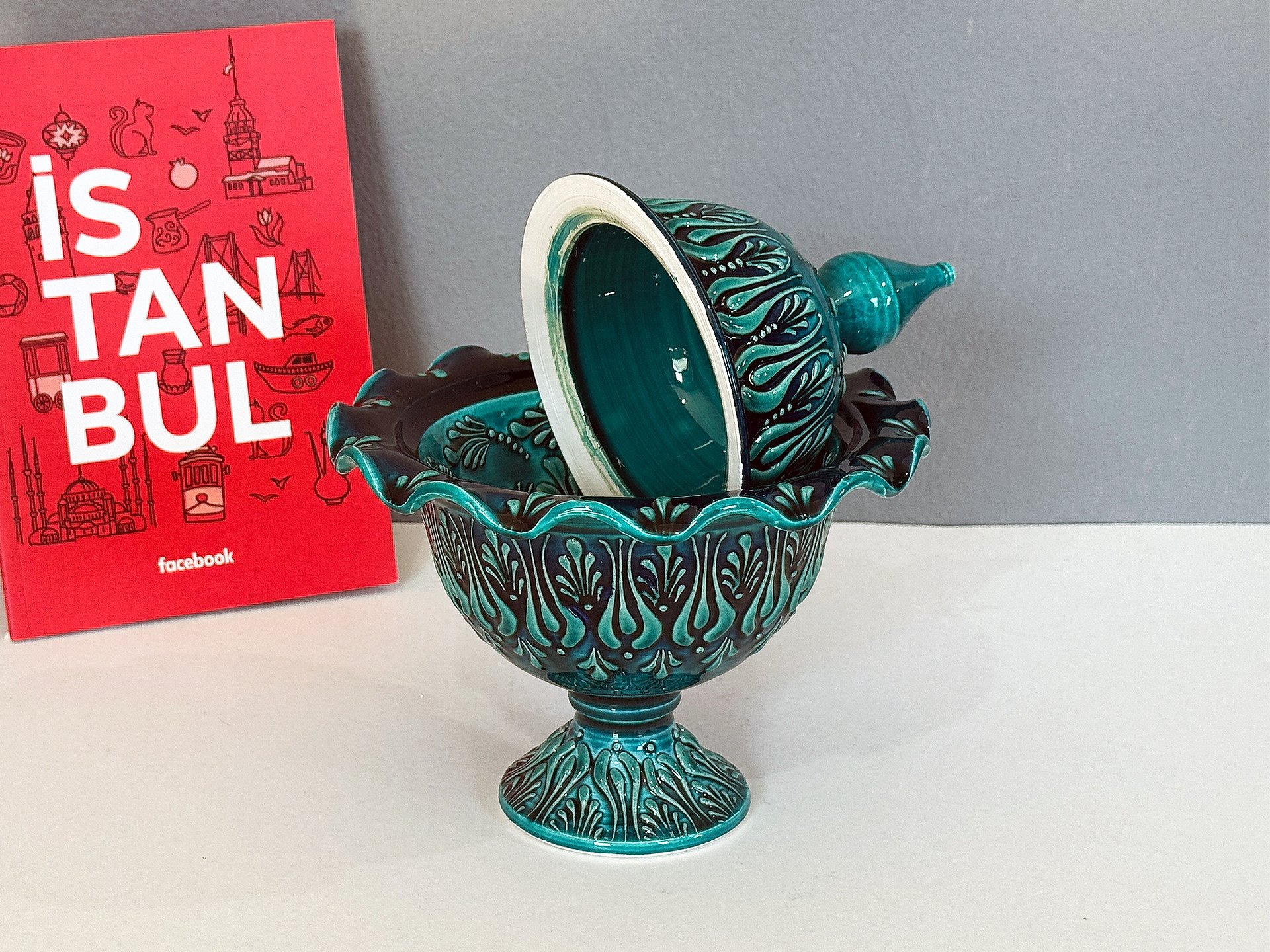 Ceramic turquoise sugar bowl — handmade pottery, handmade ceramic, home decor, handmade gift, Turkish ceramic product image (4)