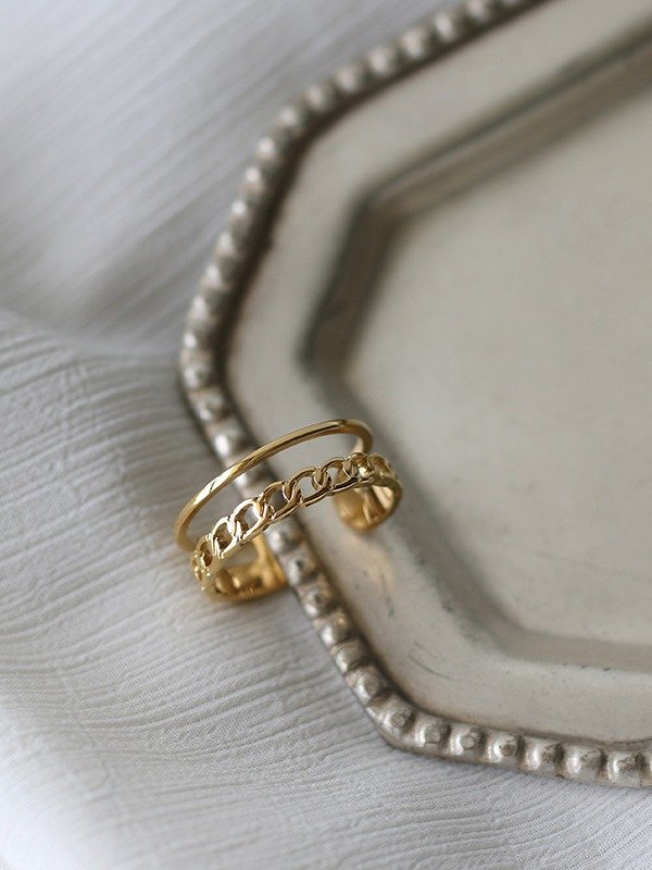 Chain Link Adjustable Ring | 18K Gold Plated product image (2)