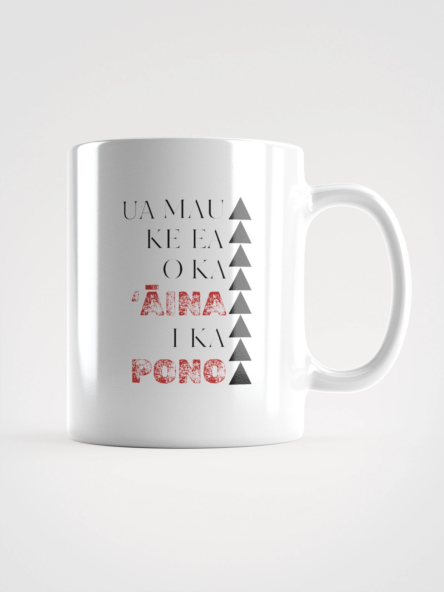 White Glossy Mug- Ua Mau Ke Ea O Ka Aina I Ka Pono product image (1)