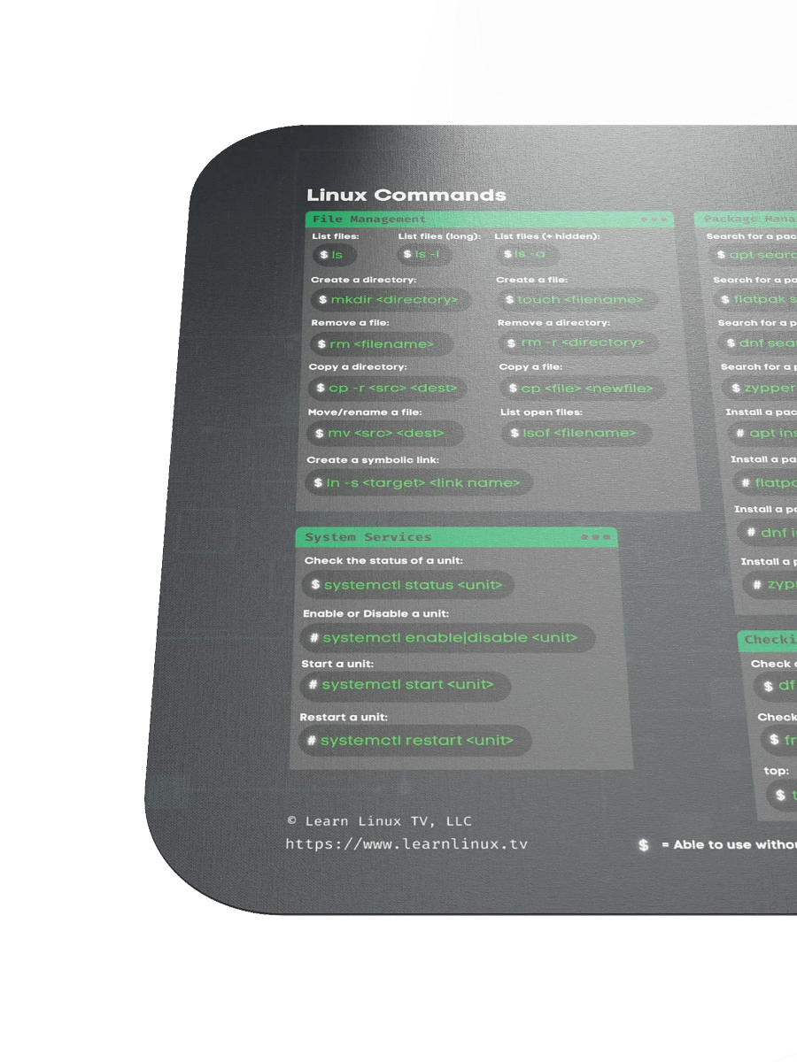 Linux Commands Cheat Sheet Mouse Pad product image (6)