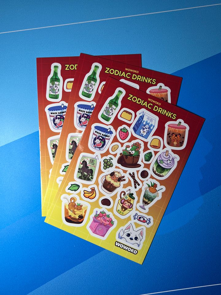 WoWoKo x Potato Fighters - Zodiac Drinks - Sticker Sheet product image (2)