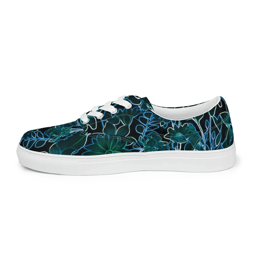 Trippy Floral Teal /Women's Lace-Up Canvas Shoes by Allcolor product image (8)