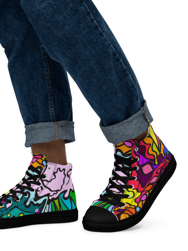 Fluidity in Color Men's High Top Canvas Shoes - Wave at Sunset product image (20)