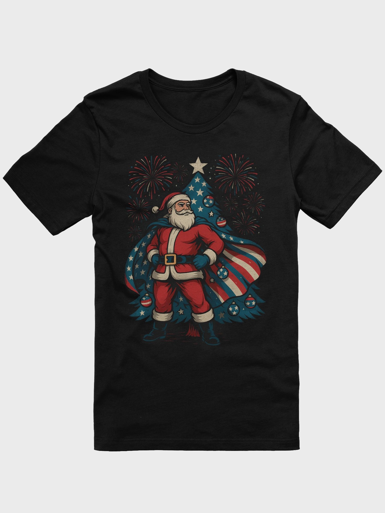Patriotic Santa Claus American Flag Superhero Christmas Tree T-Shirt product image (1)