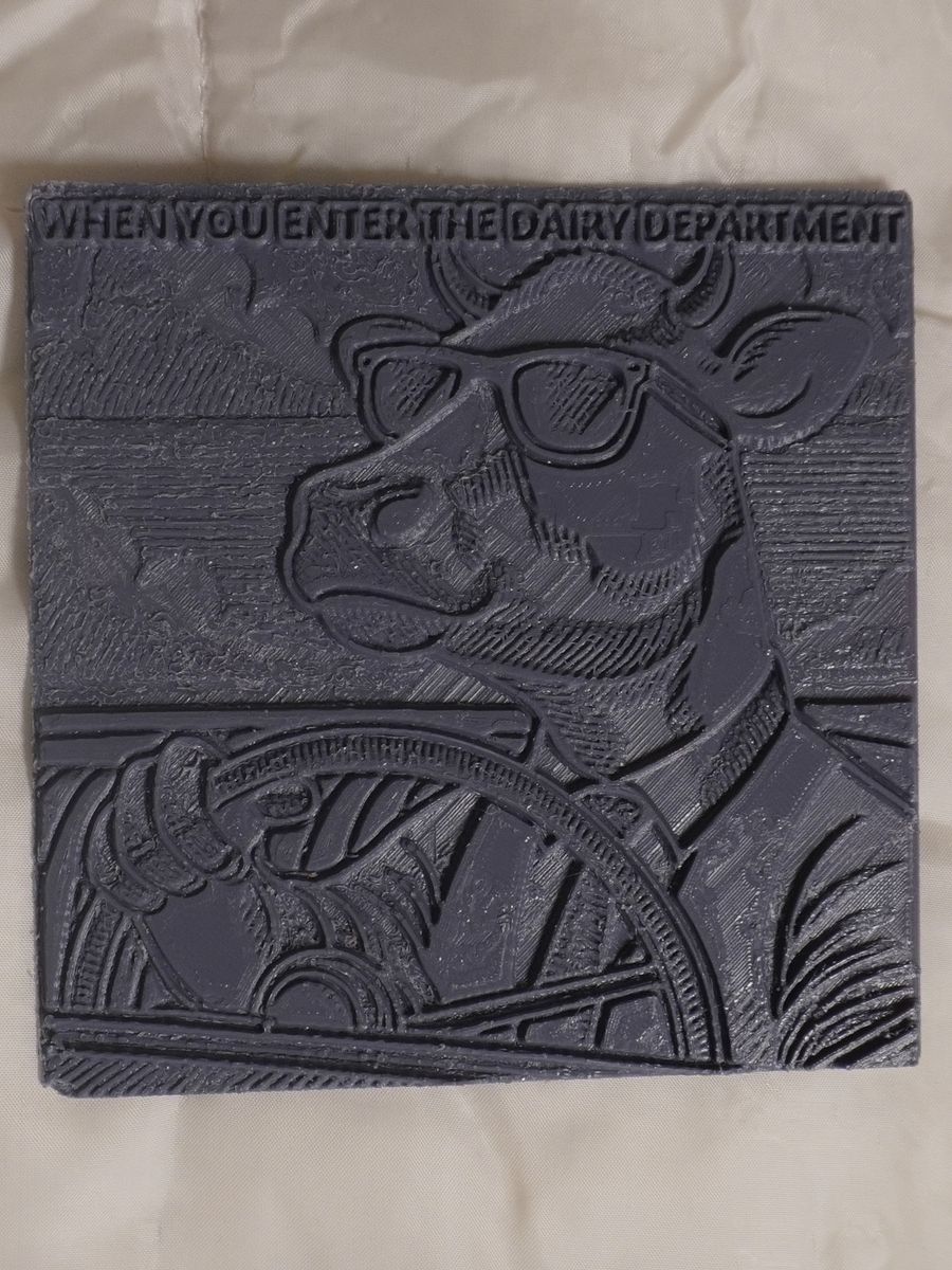 Cow Driving Car Plastic Meme Art Work product image (1)