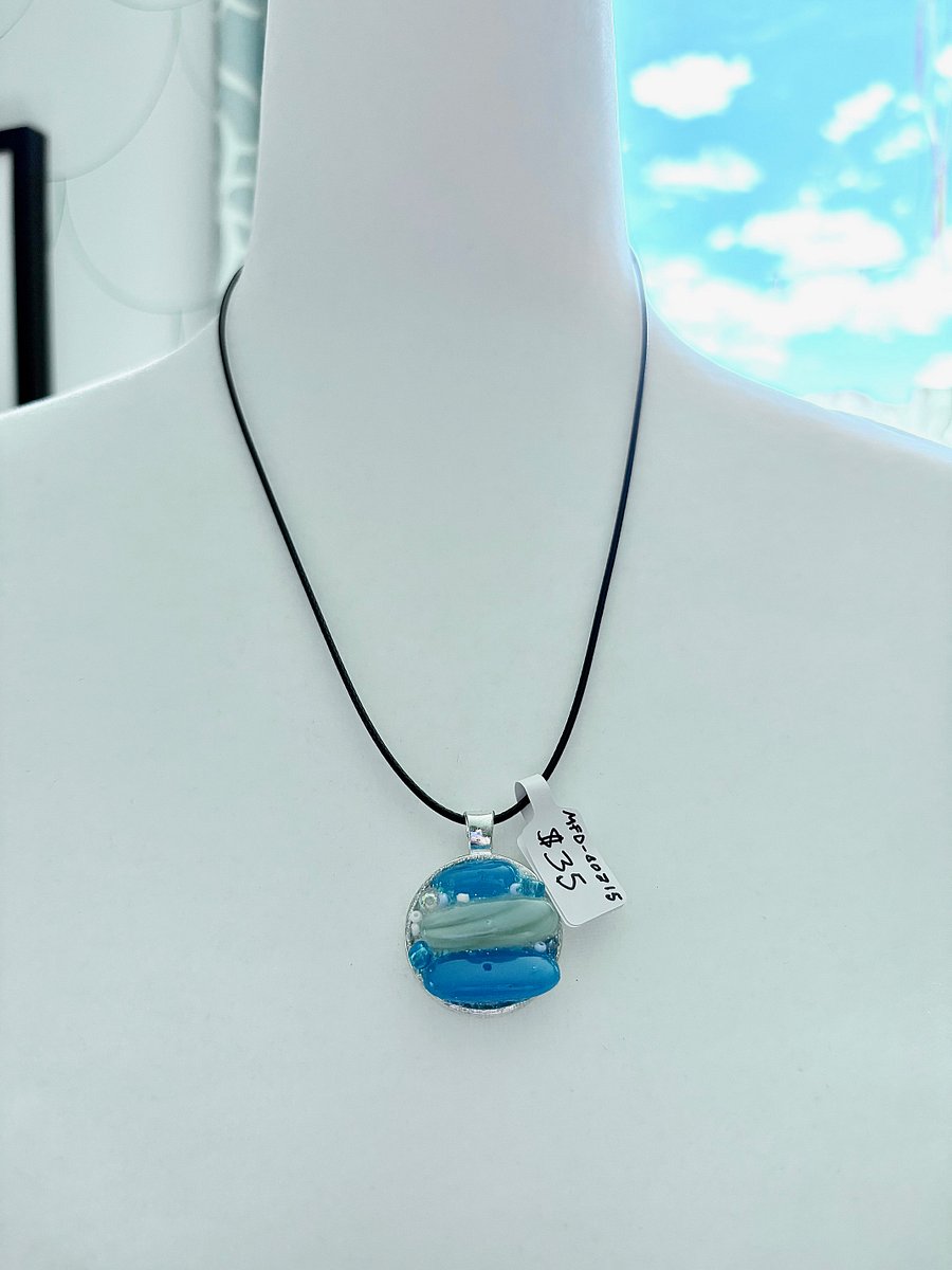 Coastal Calm Horizon Pendant Necklace | Handmade Glass Art Jewelry | Monique Faella Designs™ | MFD-00215 product image (5)