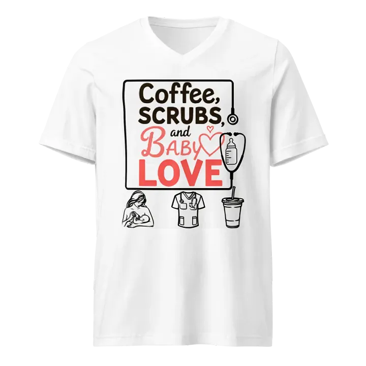 Coffee, Scrubs, and Baby Love V-Neck Tee product image (1)
