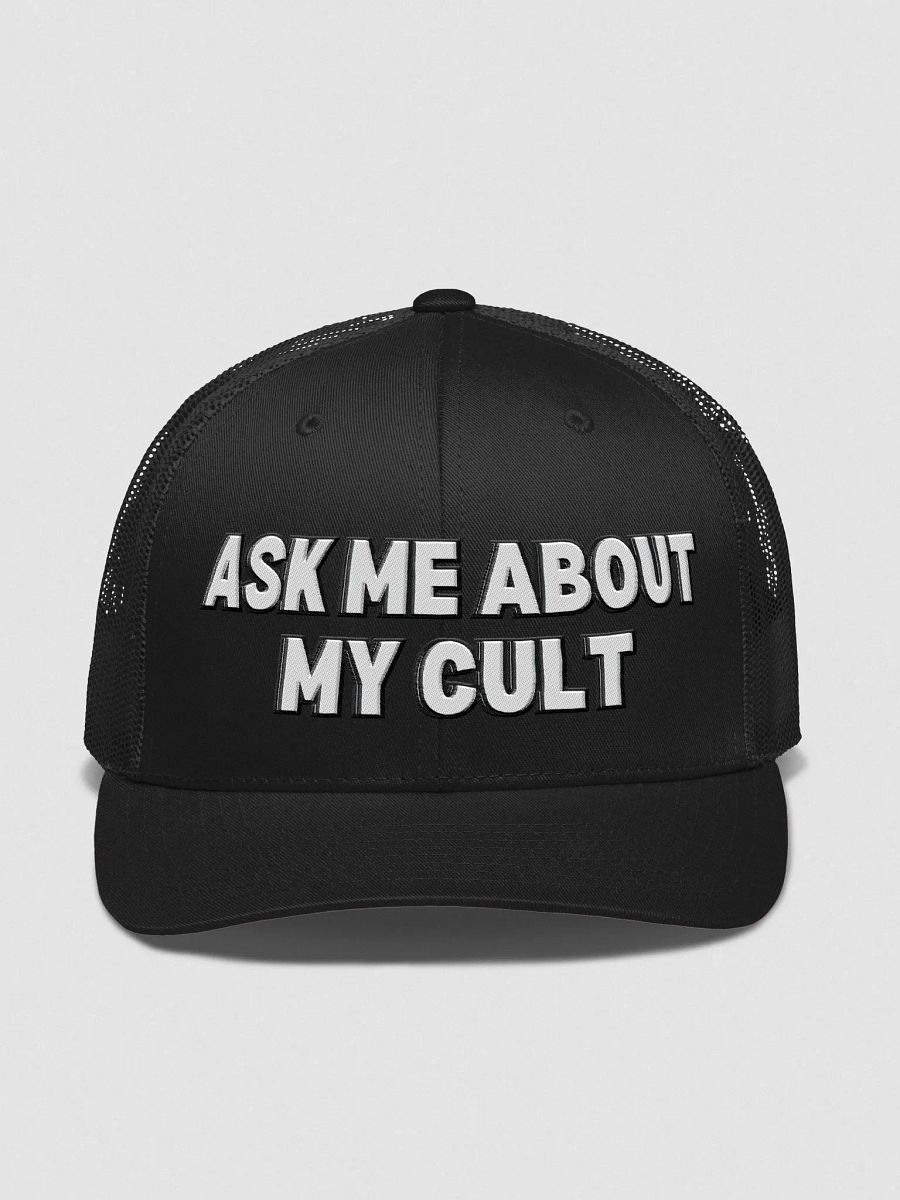 Ask Me About My Cult BW Hat product image (1)