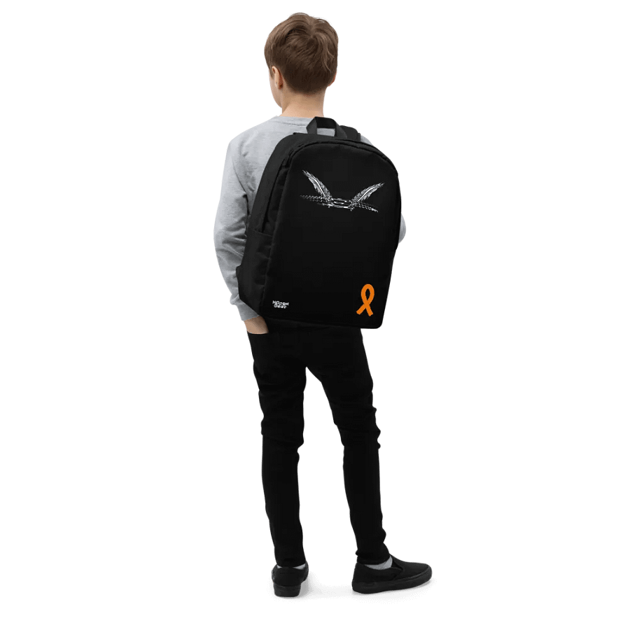 White HApex Gear White Logo Cancer Awareness Orange Ribbon. Black Minimalist Backpack product image (6)
