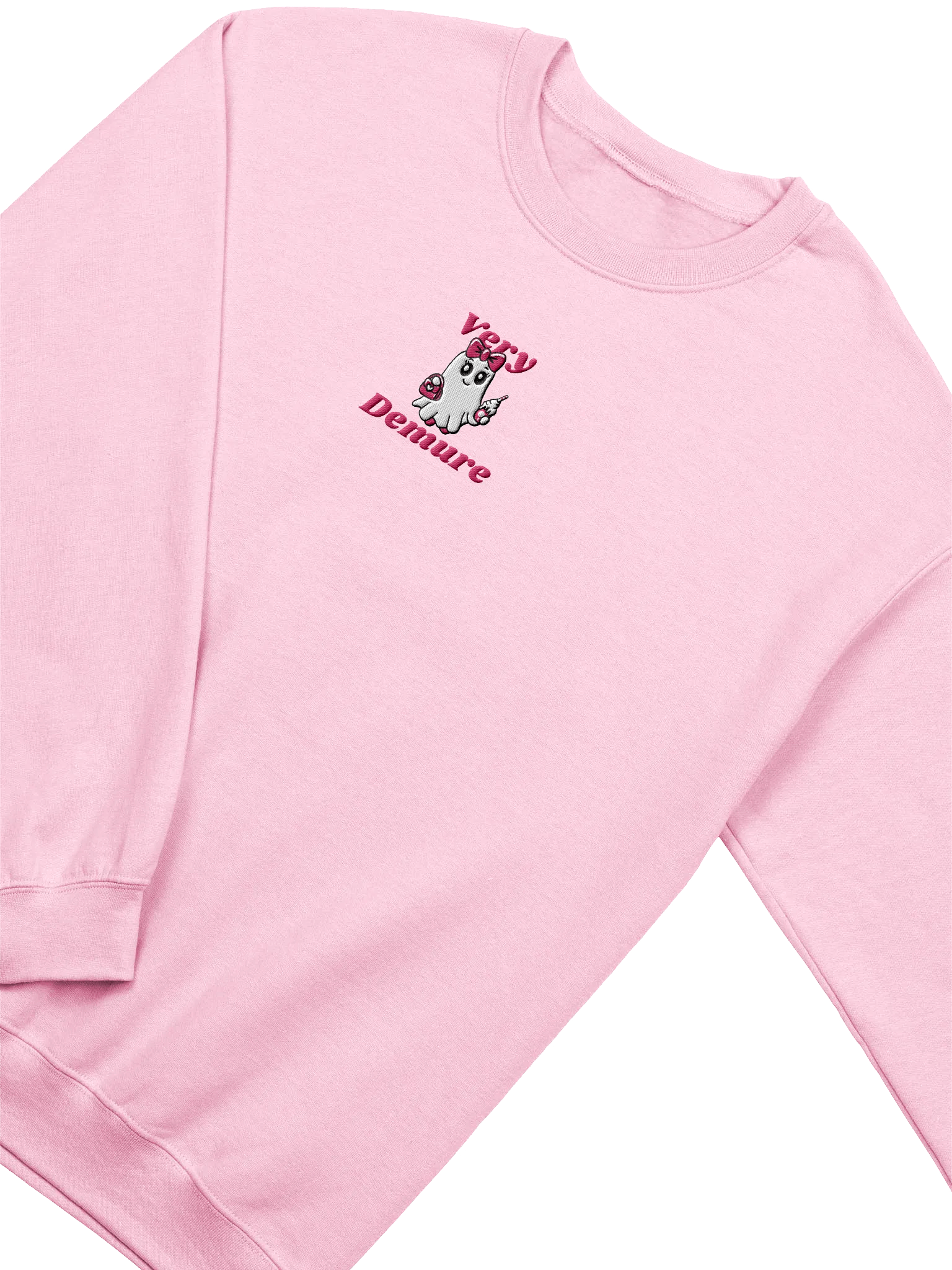 Very Demure Cute Ghost Embroidered Classic Crewneck Sweatshirt product image (2)