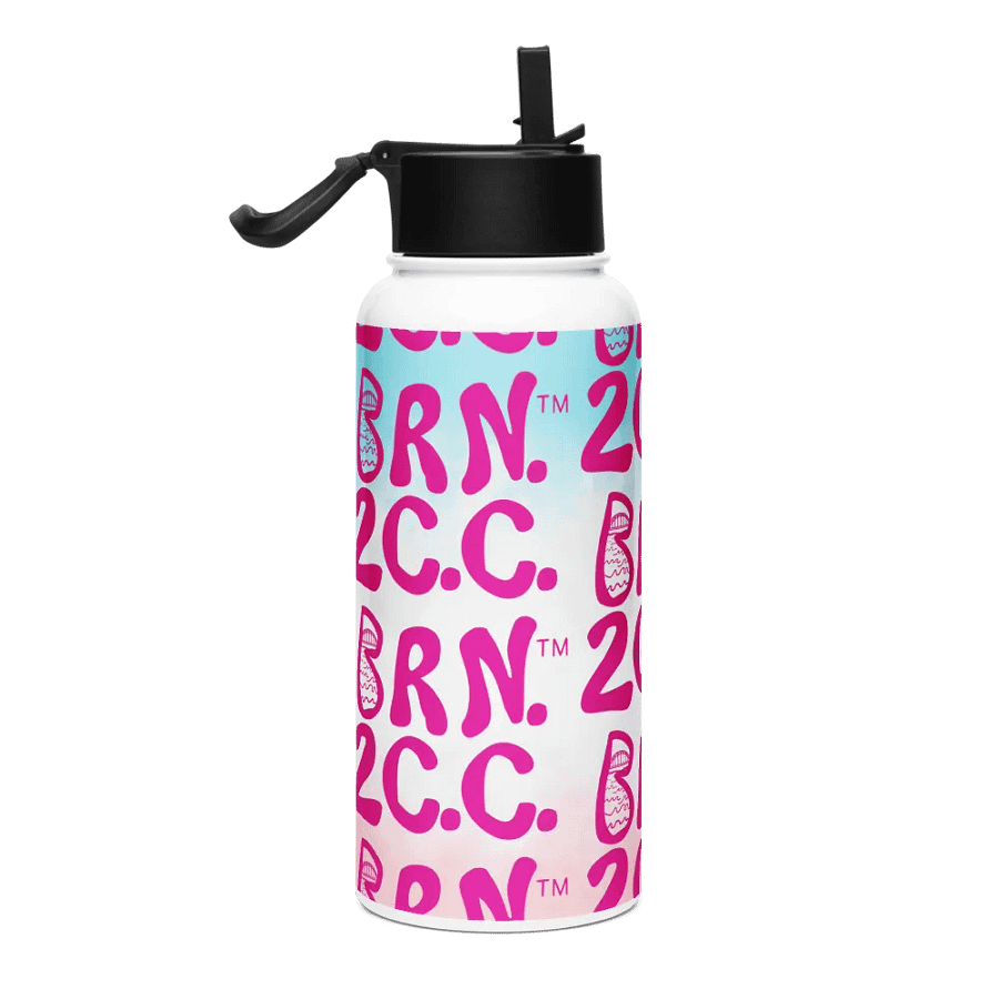 BRN.2C.C.™ | Pink Logo Repeat | Stainless Steel Water Bottle | Iconic Pink, White & Blue product image (4)