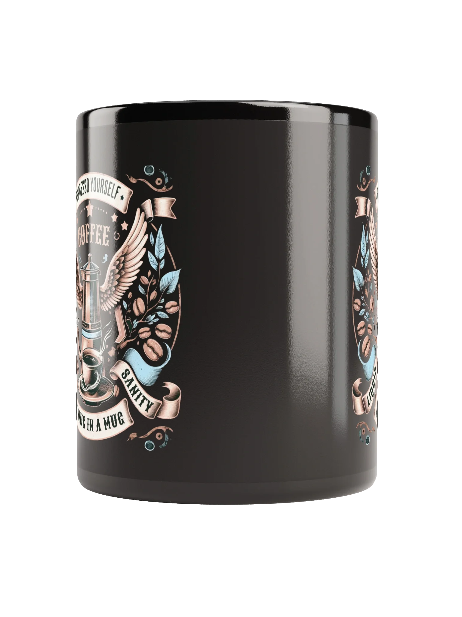 Espresso Yourself Coffee Mug Vintage Moka Pot & Wings Design product image (9)