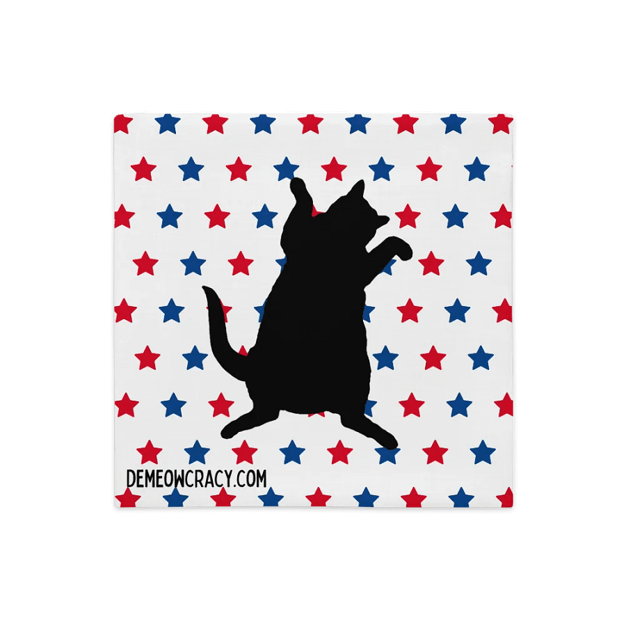 Dancing DeMeowcracy Kitties Reversible Pillow Cover - Red, White and Blue Stars product image (3)