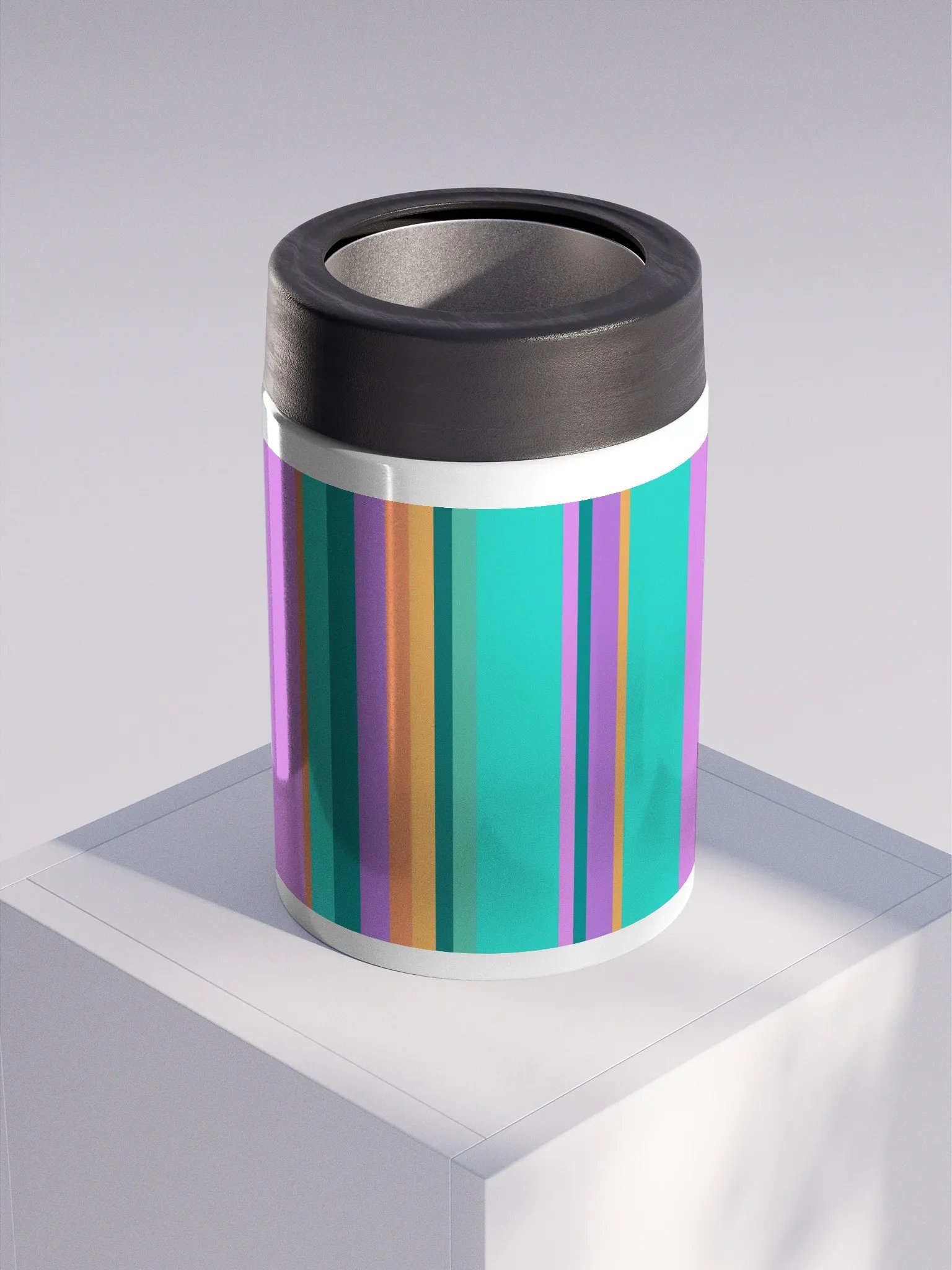 Colorful Striped Party Time! Stainless Steel Koozie product image (3)