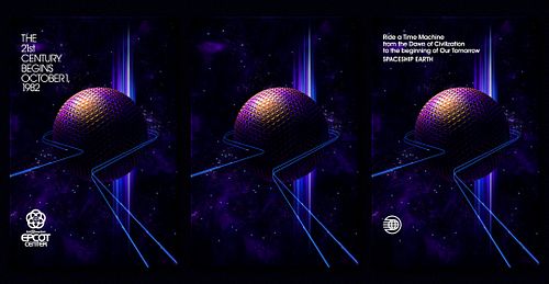 Available for a limited time. 
All three versions of my CG-rendered version of the Ren Wicks' iconic EPCOT Center painting.

...
