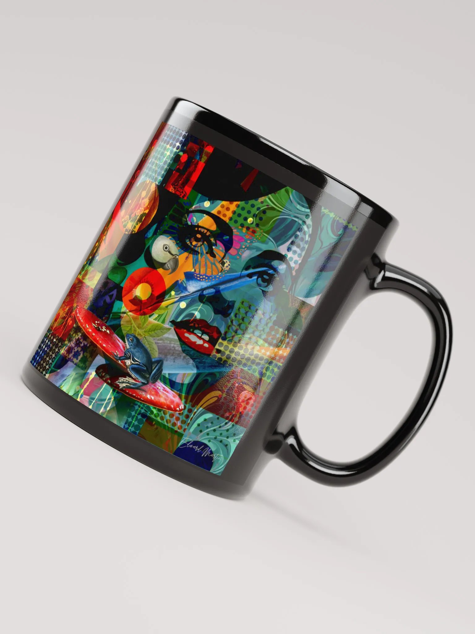 'Among the Wild' by Edward Martin Mixed Media Collage - Black Glossy Mug product image (7)