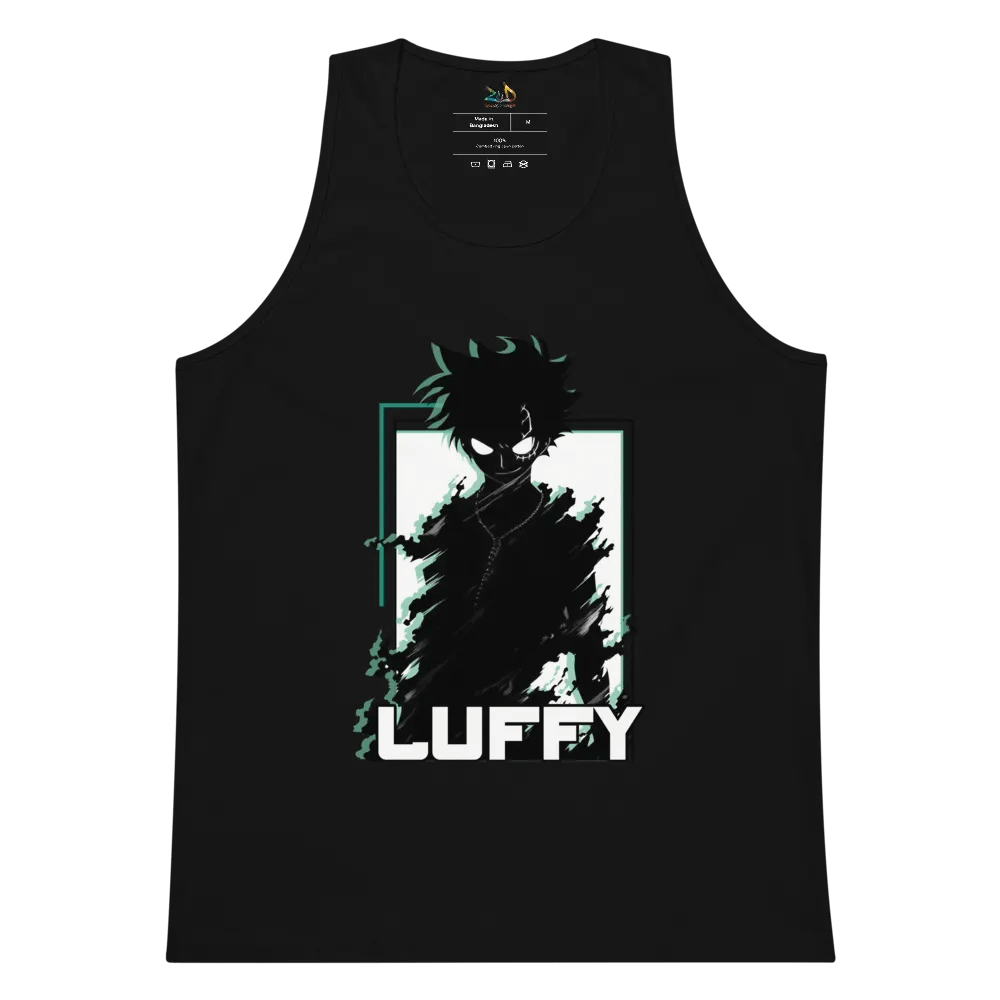 Shadowed Vigilance: LUFFY Anime Glitch Design Tank Top product image (7)