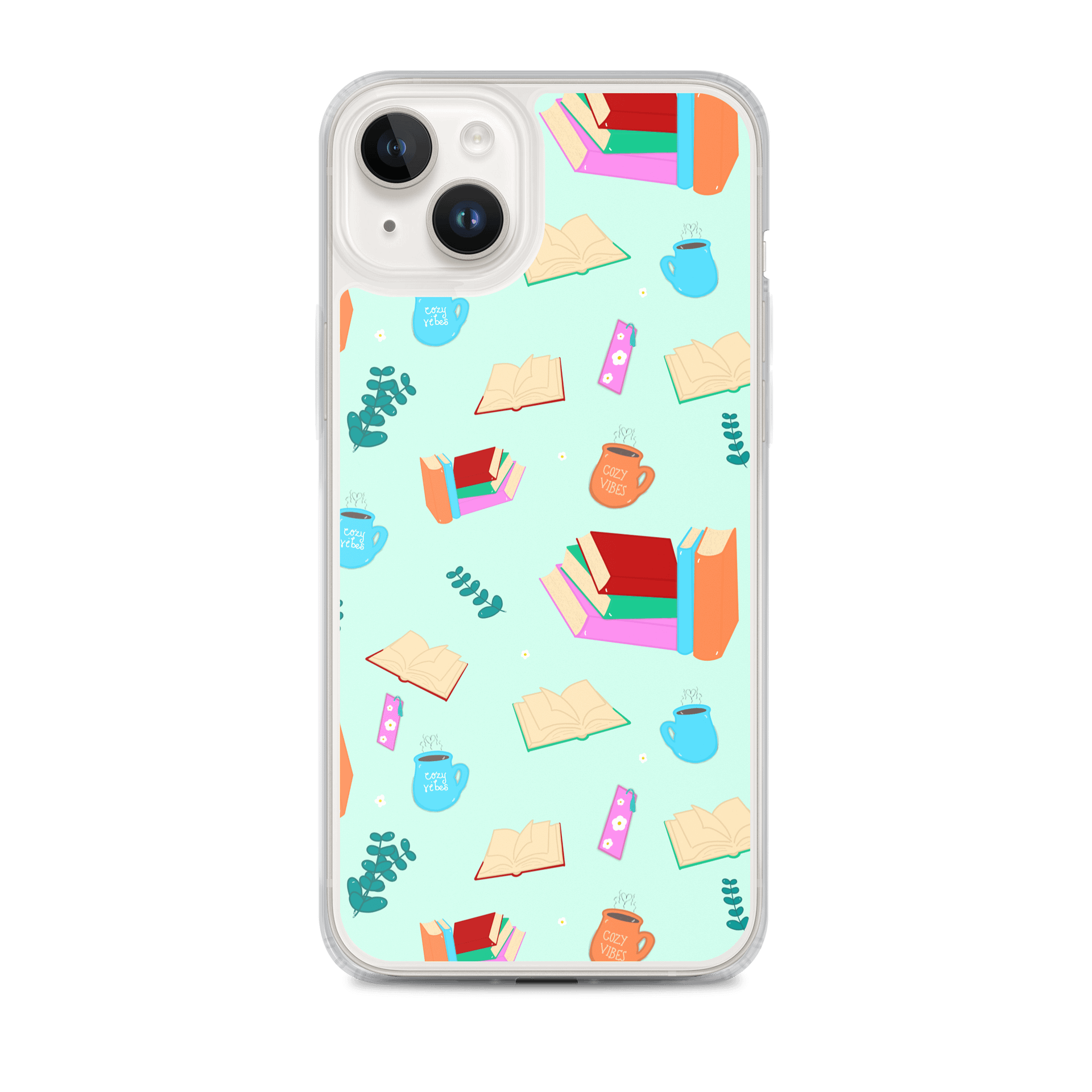 Cozy Book Lovers Pattern-Mint Background Phone Case product image (1)