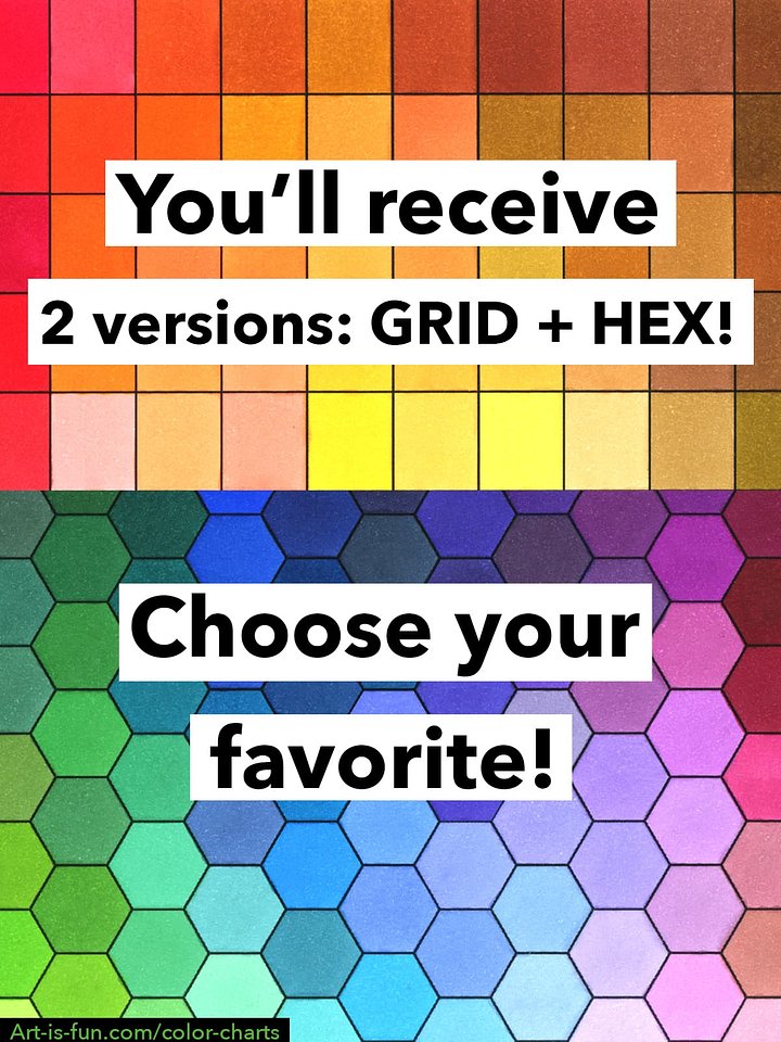 Ohuhu Color Chart - 320 Honolulu Colors in Chromatic Order (Hex + Grid) product image (2)