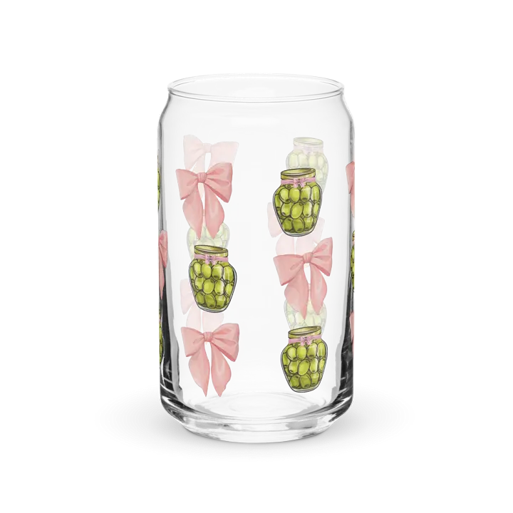 Olives and Bows Girly Print Glass Can Cup With Or Without Lid product image (2)