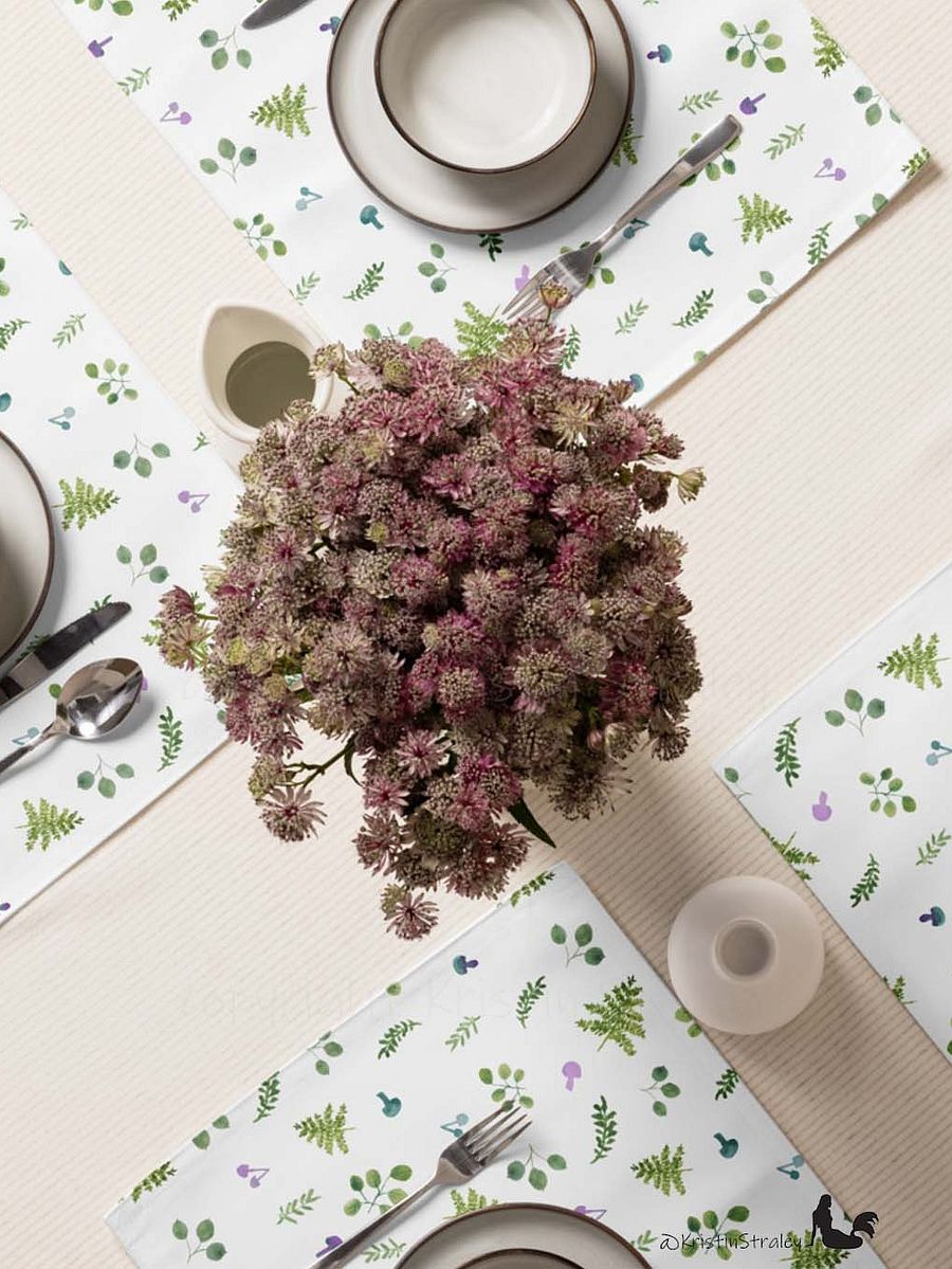 Woodland Ferns & Mushrooms on White Placemat Set product image (4)