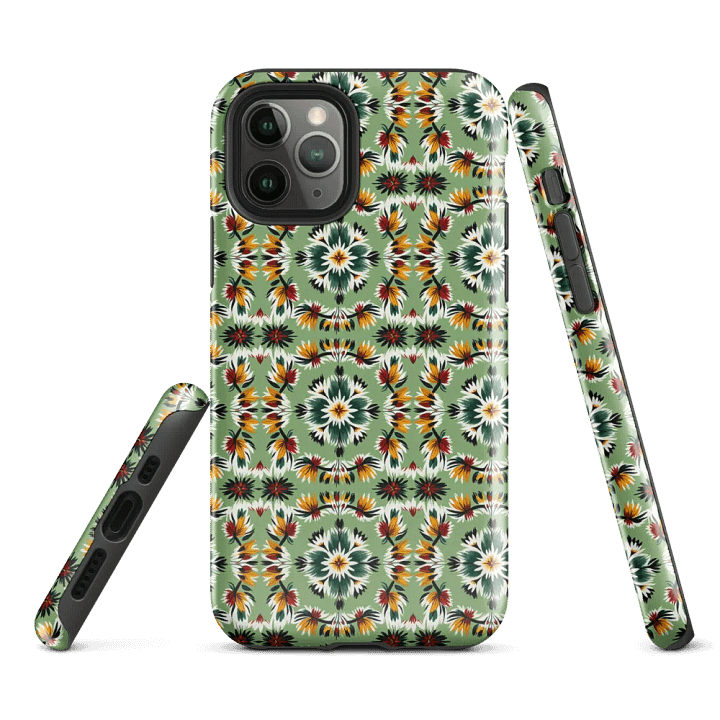 Tough Phone Case for iPhone® - Southwestern Abstract Feathers and Flowers Geometric Pattern product image (1)