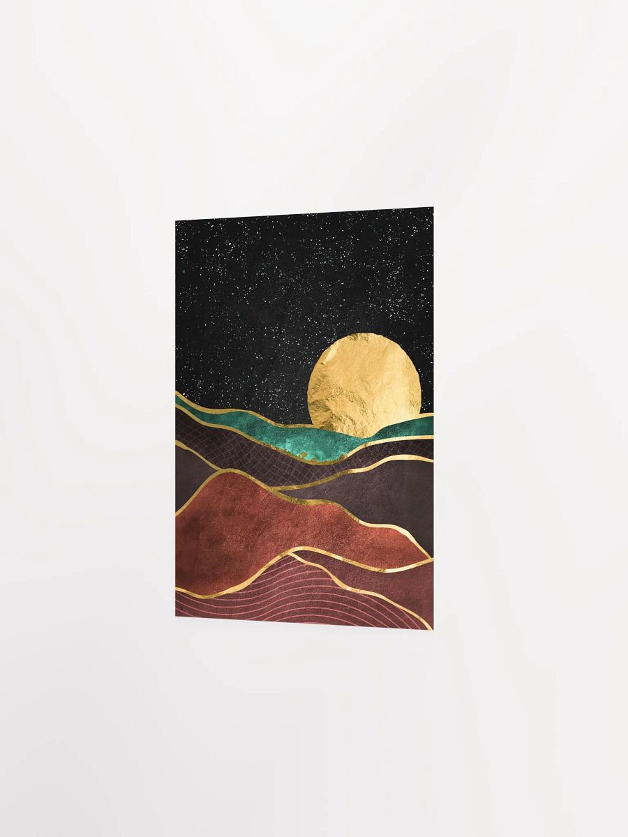 Golden landscape with moon #1 — Japanese golden poster, travel poster, aesthetic poster product image (7)