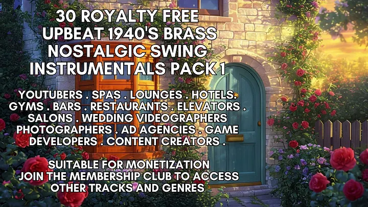 Members: 30 Royalty Free Tracks. Upbeat 1940's Swing, Jazz, Brass Nostalgic Instrumentals Pack 1 product image (1)