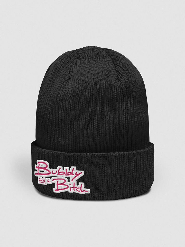 Bubbly and a B*tch (pink bubble design) embroidered organic beanie product image (12)