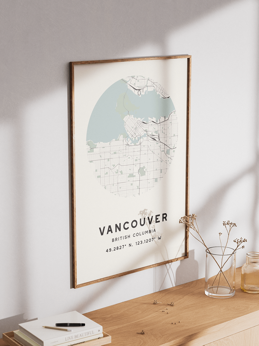 Vancouver Street Map Poster – Beige Minimalist Circular City Art product image (3)