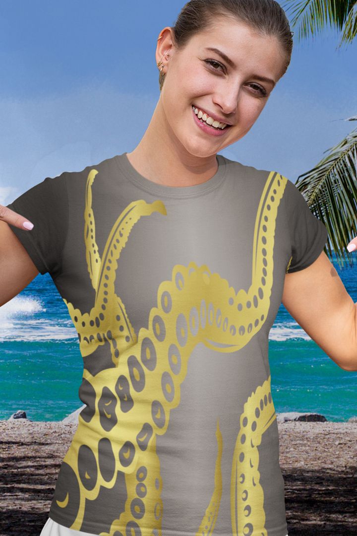 Octopus Tentacles Gold All Over Print T-shirt product image (1)