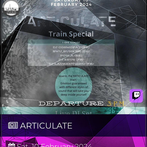 • Save the date: Saturday Feb.10 •

🚂… Articulate Twitch Raid Train 🚂…

🕰 Bio-link for start time / rsvp: Live Stream Schedul...
