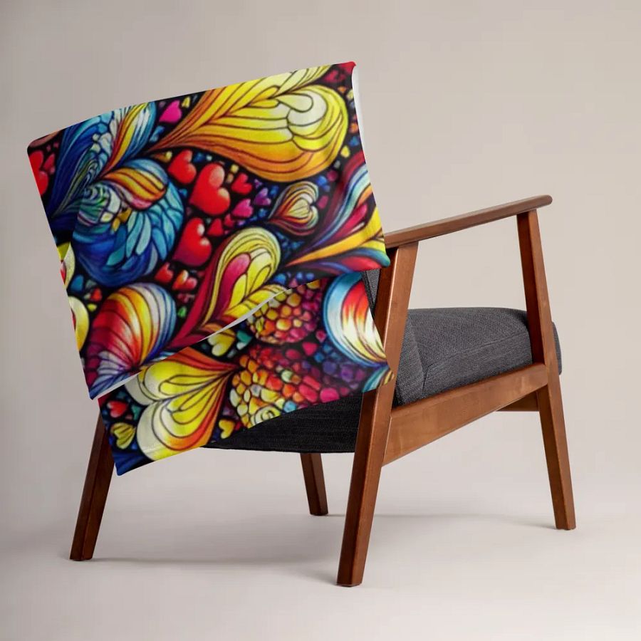 Vibrant Technicolor Hearts Throw Blanket product image (5)