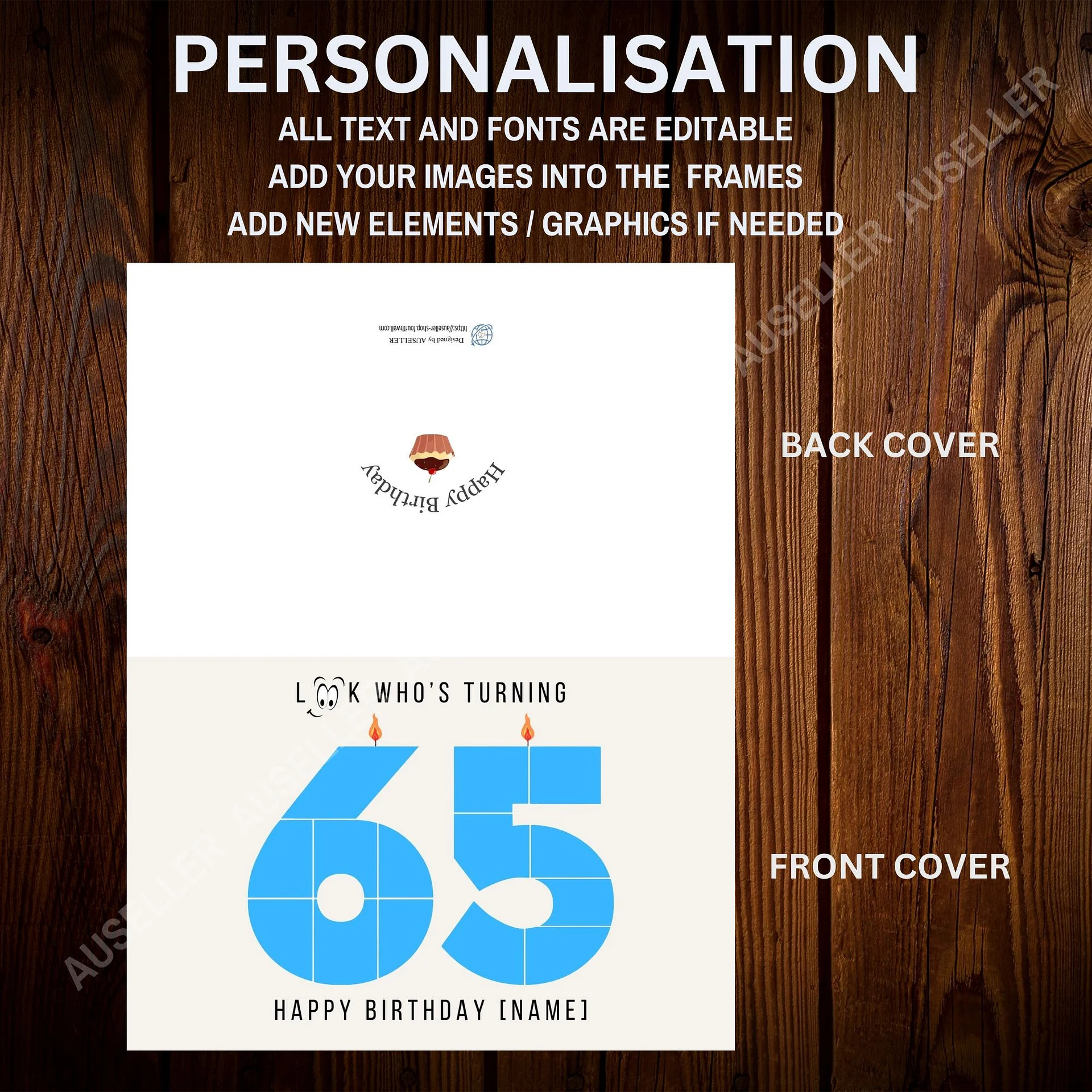 65th Birthday Number Photo Card Canva Template product image (6)