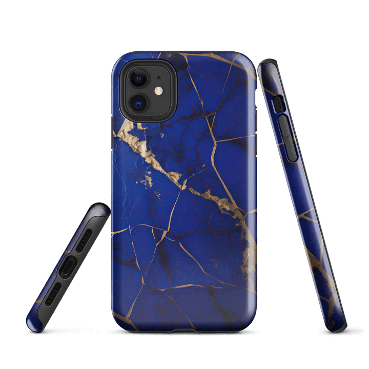 Elegant Blue Kintsugi Tough iPhone Case product image (1)