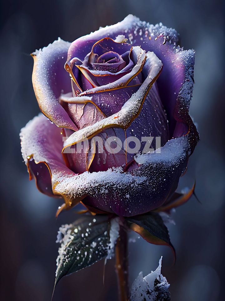 Frosted Purple Rose – Romantic Winter Floral Print product image (1)