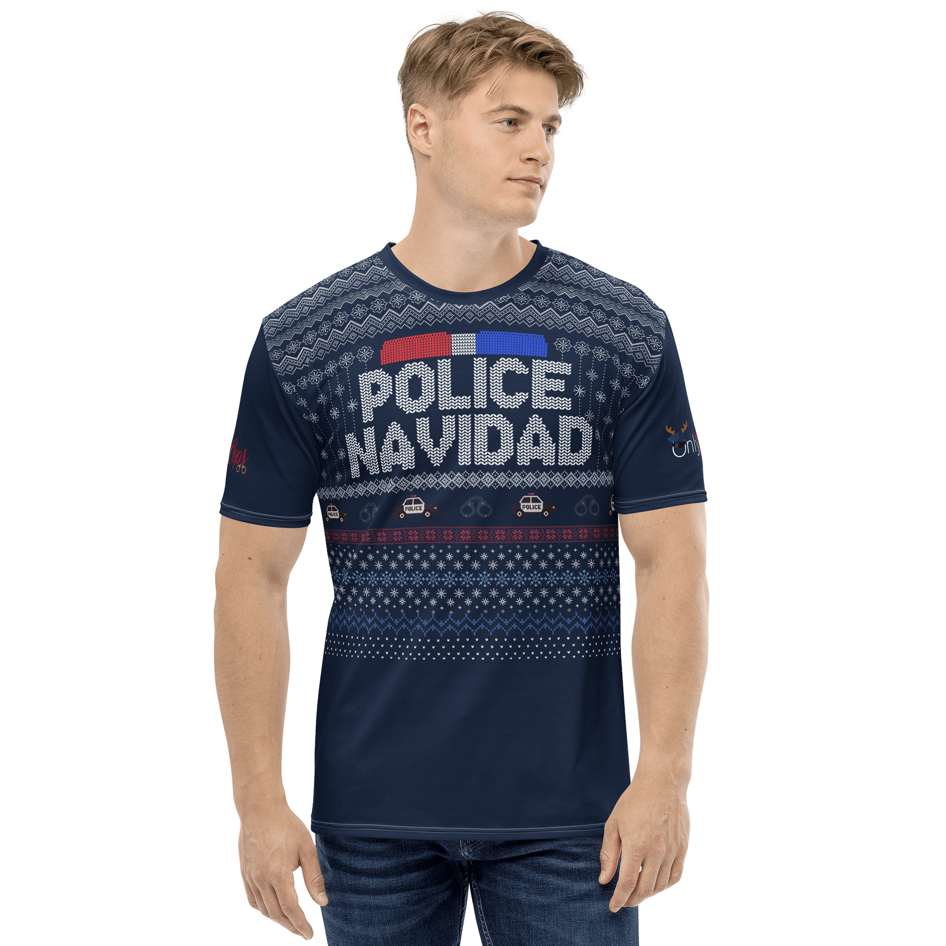 Festive Police Navidad All-Over Print Tee product image (1)
