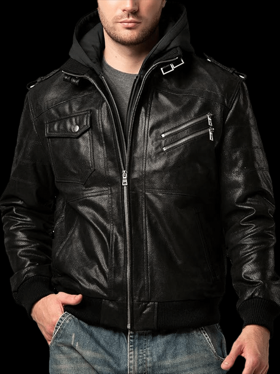Mens Moto Jacket with Removable Hood product image (4)