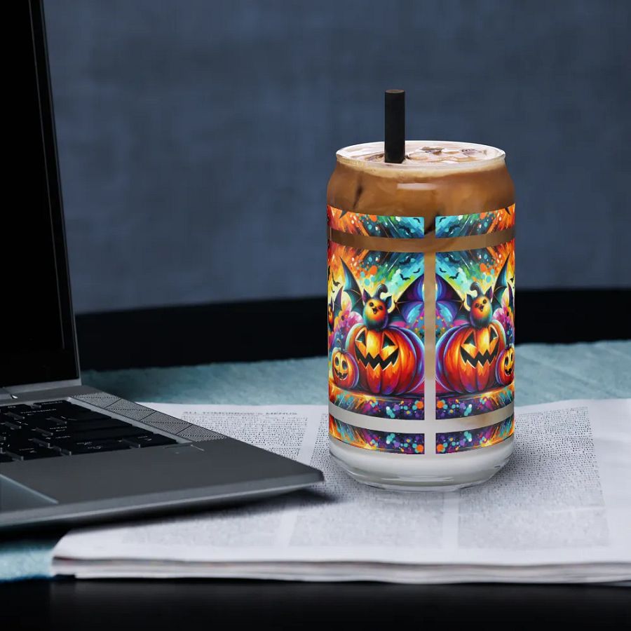 Beautiful Bats & Pumpkins Halloween Themed Glass product image (3)
