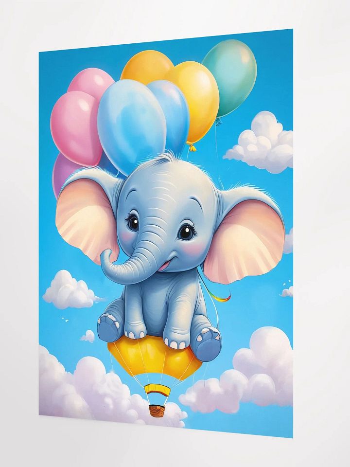 Cheerful Baby Elephant - Poster - Nursery-Kids Room - Medium Size 18x24 Inches product image (2)
