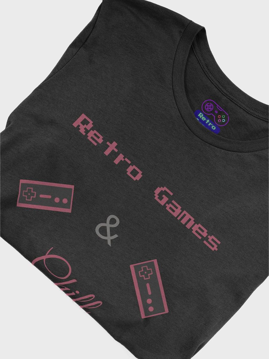 Retro Games & Chill - Controllers (dark pink text edition) T-Shirt product image (5)
