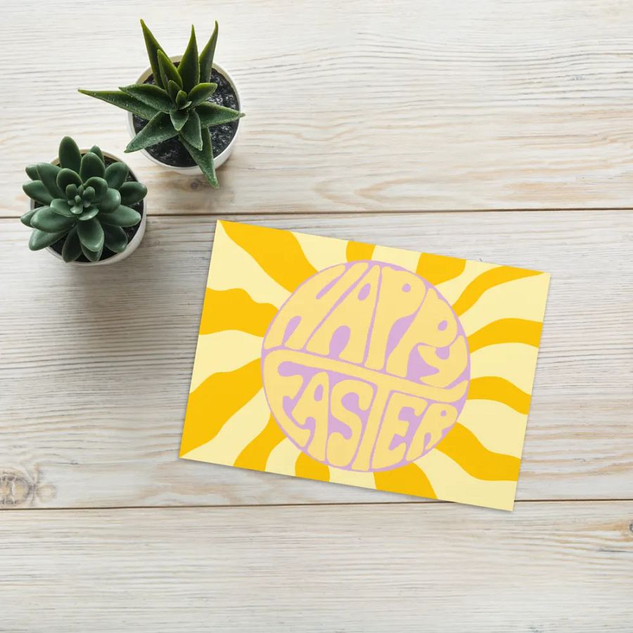Happy Easter retro landscape greetings card product image (9)