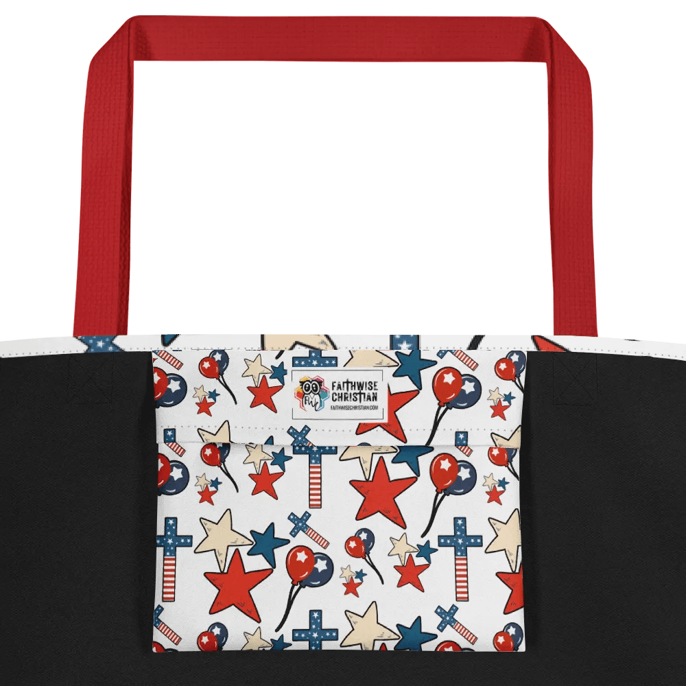 Red, White And Blue Stars And Crosses Tote Bag product image (6)