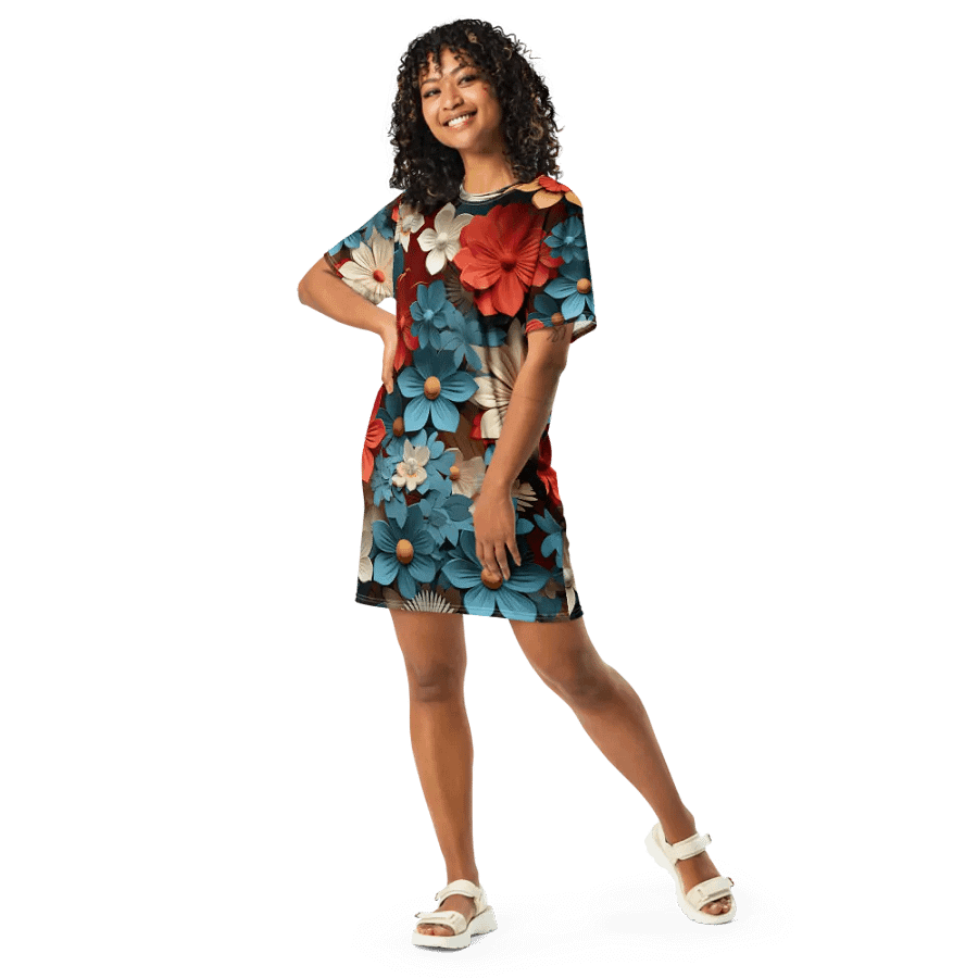 3D-Ditsy-Flowers-Seamless-Patterns T-shirt Dress - V2 product image (7)