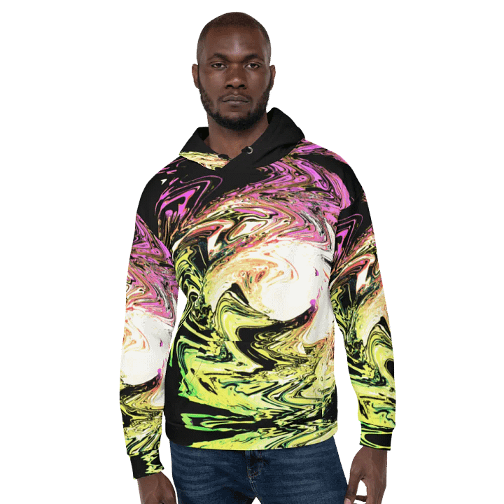 Abstract Neon Daisy Swirl All Over Print Pull Over Hoodie product image (2)