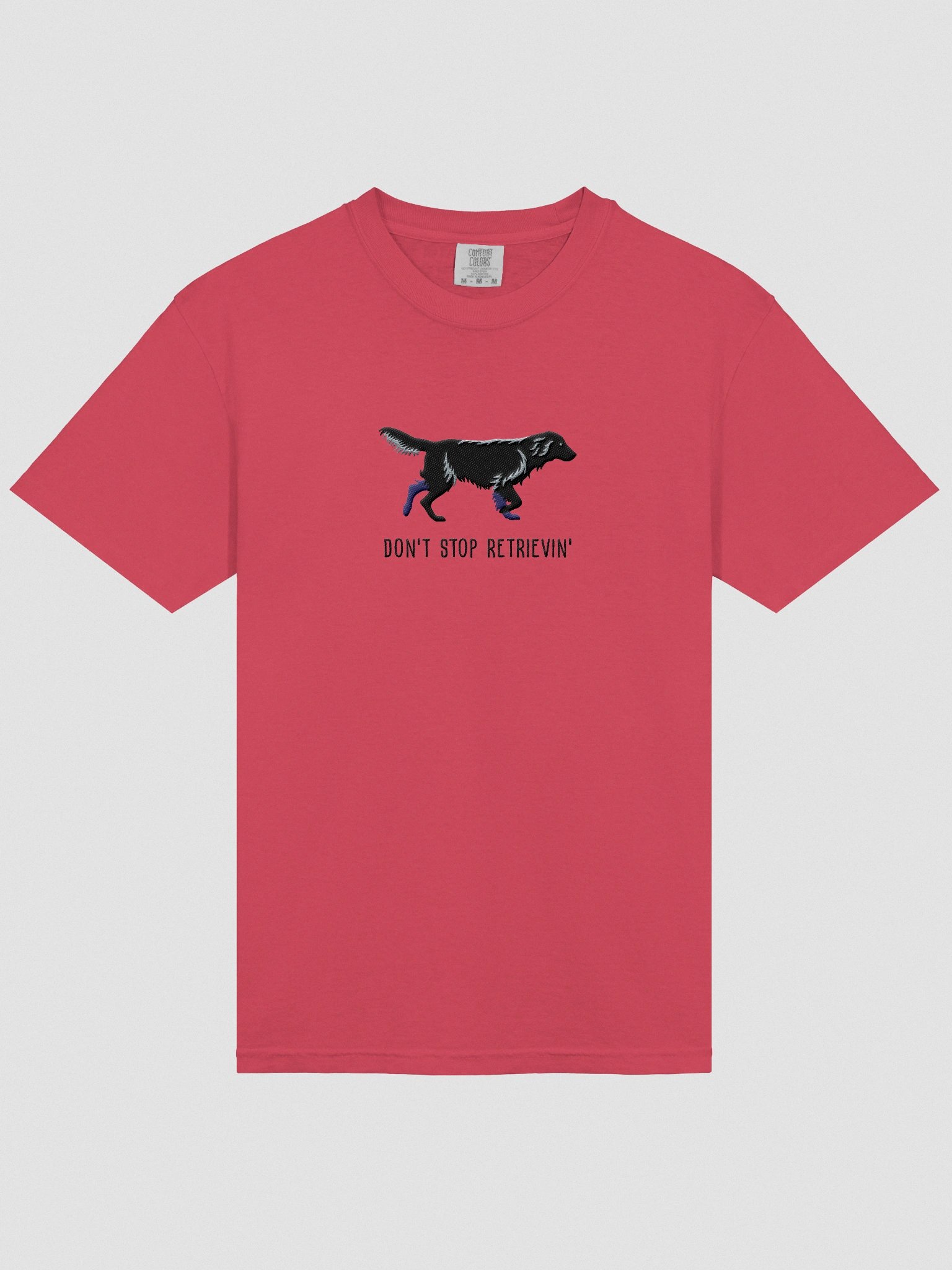 Don't Stop Retrievin' T-Shirt(Embroidered) of a Flat-Coated Retriever(Black) product image (6)