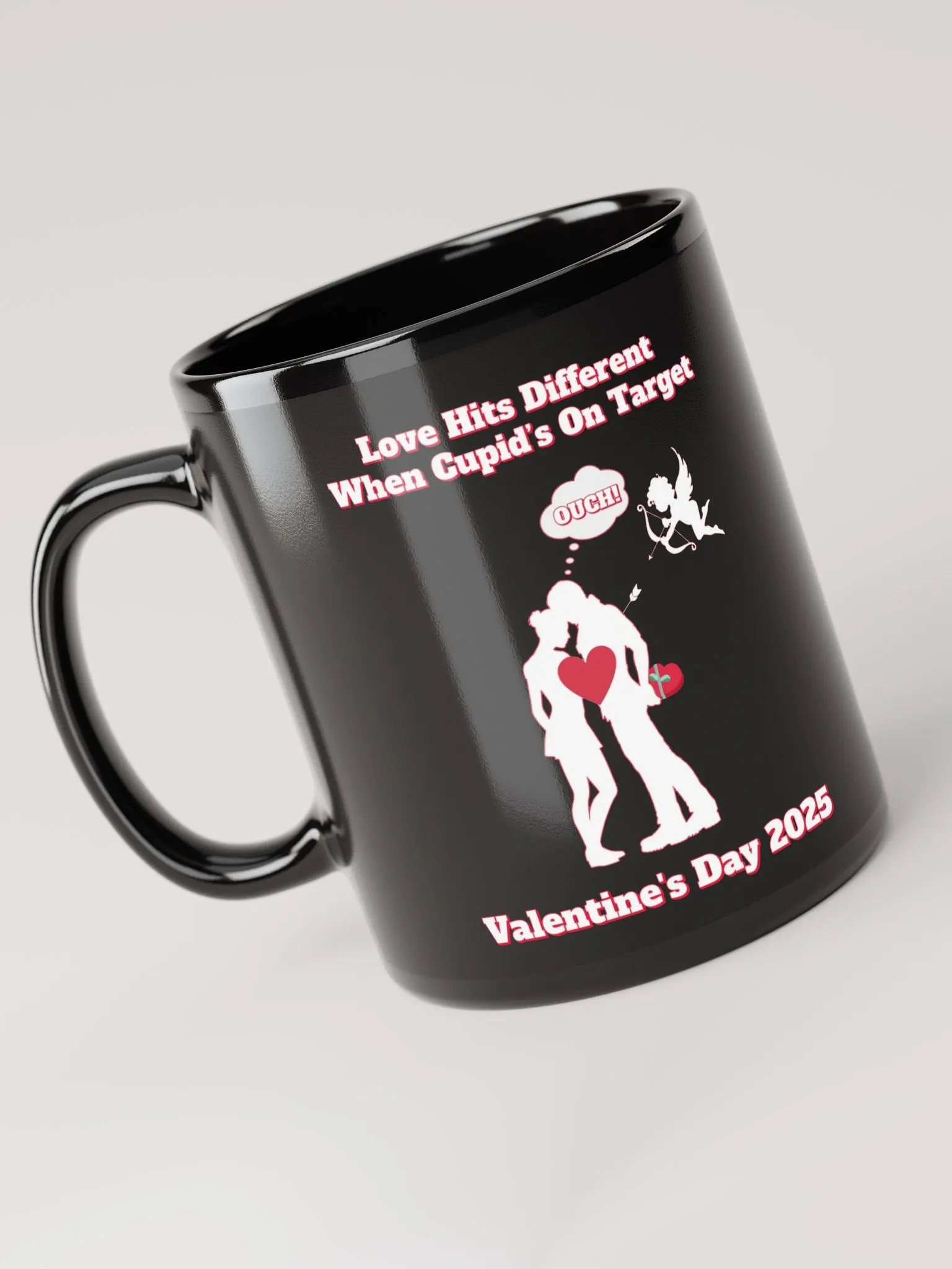 When Cupid's On Target Valentine's Day Black Mug product image (8)