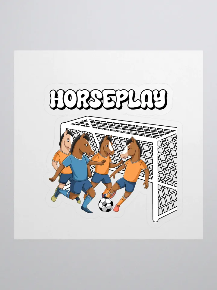 Horseplay - Horses Playing Soccer - Funny Wordplay Sticker product image (1)